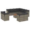 vidaXL 12-dijelni set vrtnih sofa od poliratana s jastucima sivi
