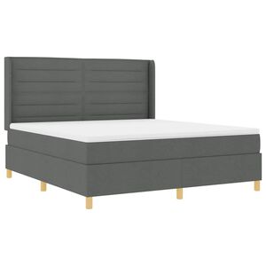 vidaXL Krevet s opruga kutije s LED trakama Siva 180 x 200 cm tkanina