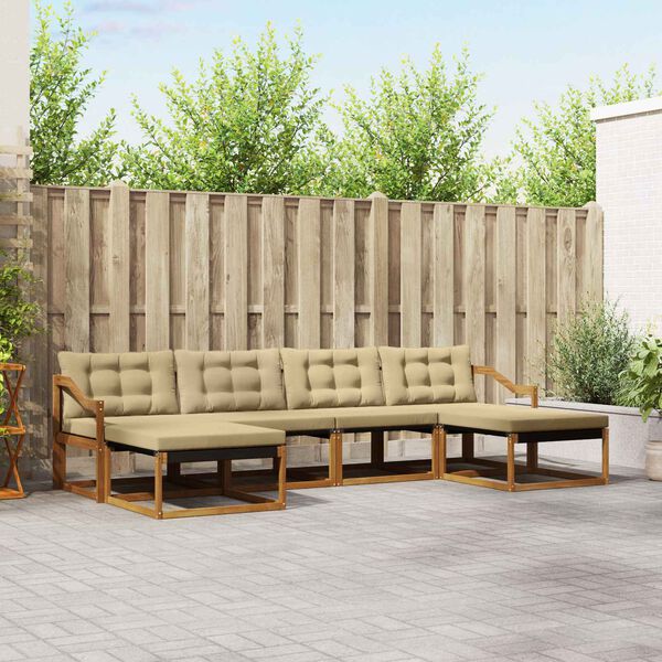 vidaXL Set vanjskih sofa s jastukom 6 pcs Prirodna i bež