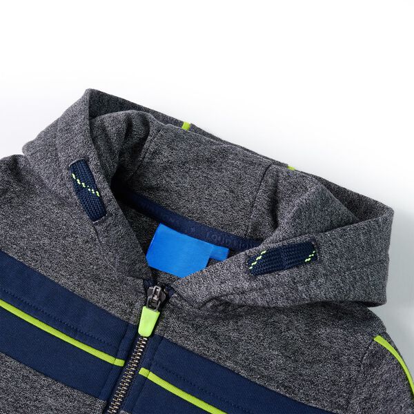 Dječja majica s kapuljačom i patentnim zatvaračem siva pro&scaron;arana 104