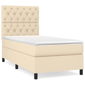 vidaXL Okvir kreveta s oprugama i madrac krem 80x200 cm od tkanine