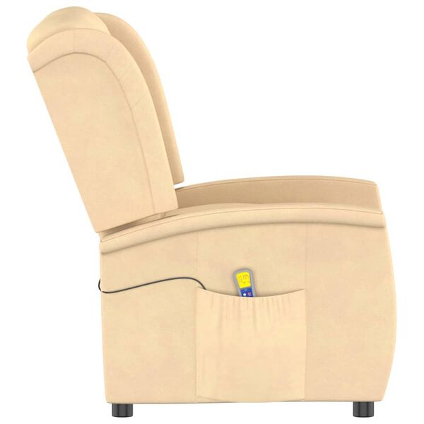 vidaXL Masažni dvosjed od mikrovlakana krem