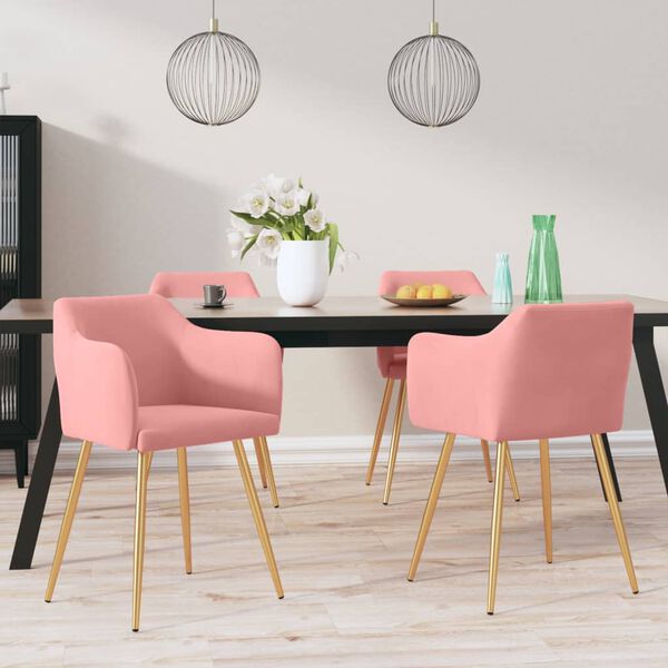 vidaXL Blagovaonske stolice 4 kom ružičaste bar&scaron;unaste