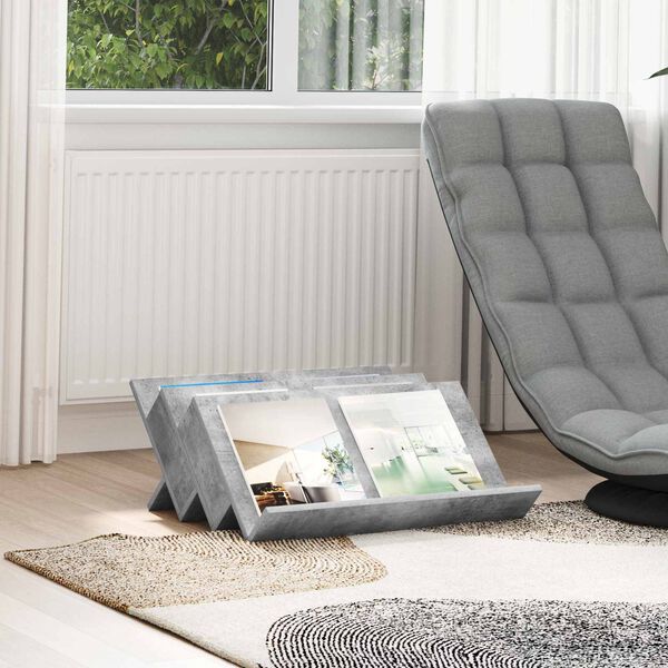 vidaXL Polica za časopise s policom Betonska siva 65 x 53 x 28,5 cm