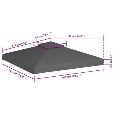vidaXL Pokrov za sjenicu s 2 razine 310 g/m² 3 x 3 m tupe