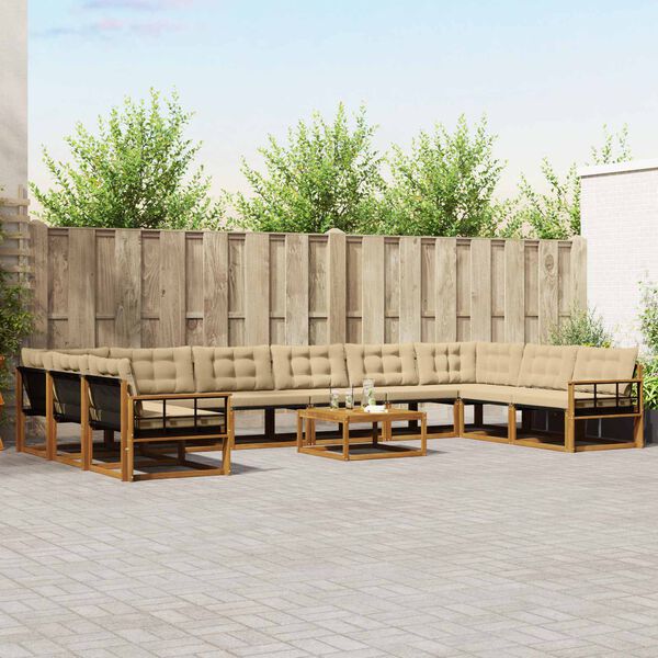 vidaXL Set vanjskih sofa s jastukom 11 pcs Prirodna i bež