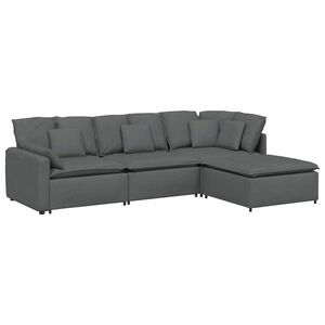 vidaXL Modularna sofa s podnožjem i jastucima, tkanina, tamno siva