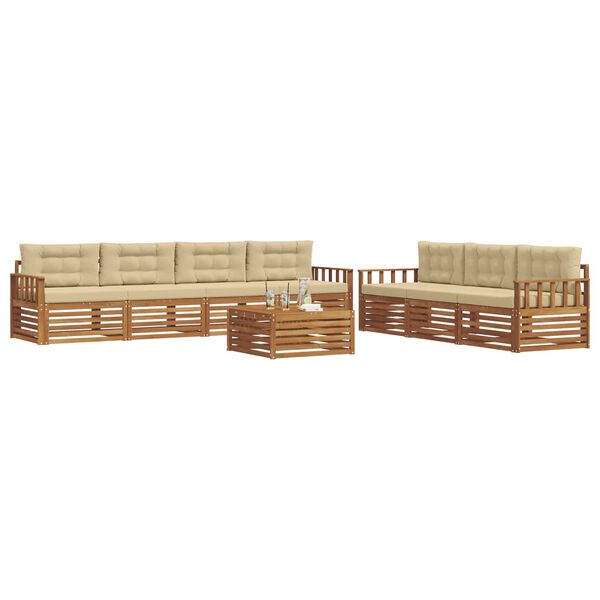 vidaXL Set vanjskih sofa s jastukom 8 pcs Prirodna i bež