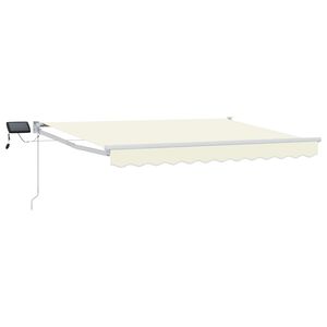 vidaXL Ručna zlačivna tenda s LED diodama Krema i bijela 3,5 x 2 m