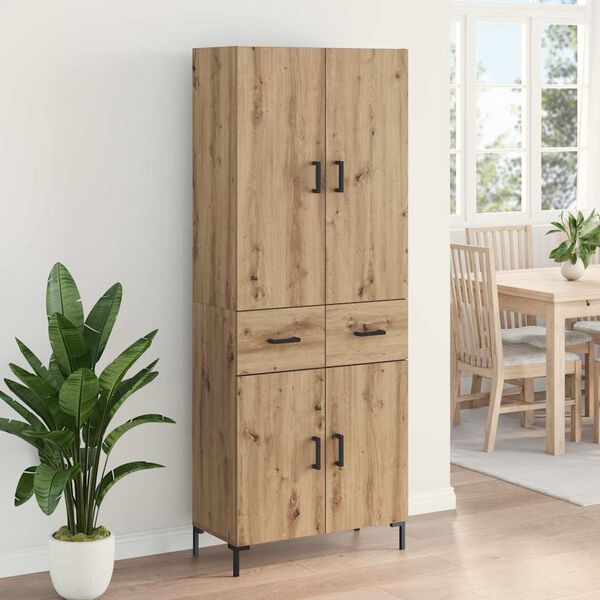 vidaXL Highboard Umjetnički hrast 69,5 x 34 x 180 cm Konstruirano drvo