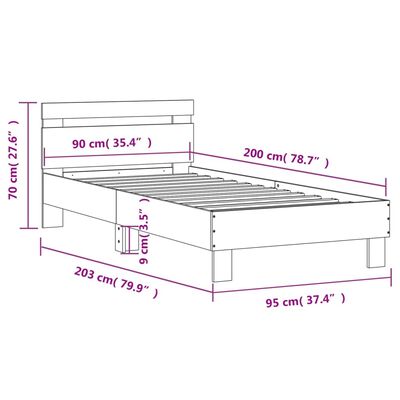 vidaXL Okvir za krevet s uzglavljem smeđa boja hrasta 90x200 cm drveni