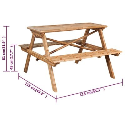 vidaXL Stol za piknik 115 x 115 x 81 cm od bambusa
