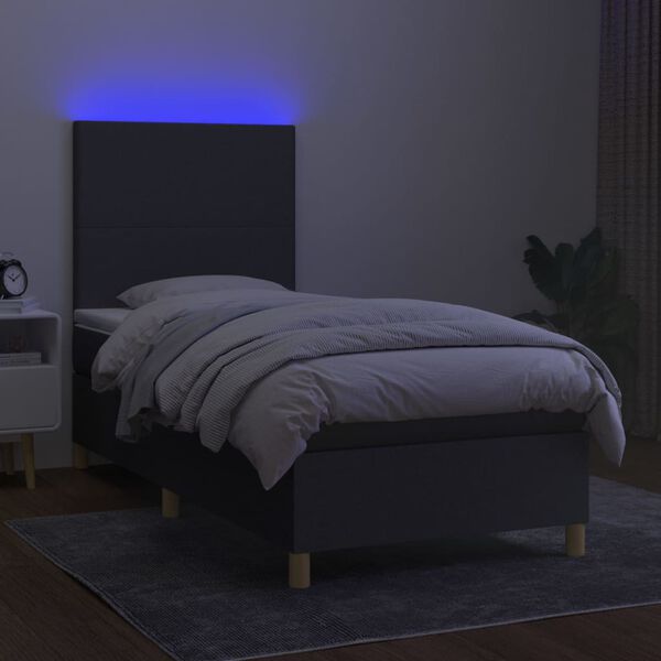 vidaXL Krevet box spring s madracem LED tamnosivi 80 x 200 cm tkanina