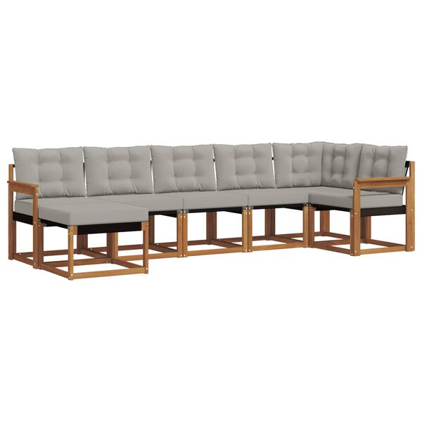 vidaXL Set vanjskih sofa s jastukom 7 pcs Prirodna i svijetlo siva