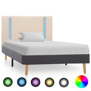 vidaXL Okvir za krevet od tkanine LED krem i tamnosivi 100 x 200 cm