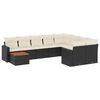 vidaXL 10-dijelni set vrtnih sofa s jastucima crni od poliratana