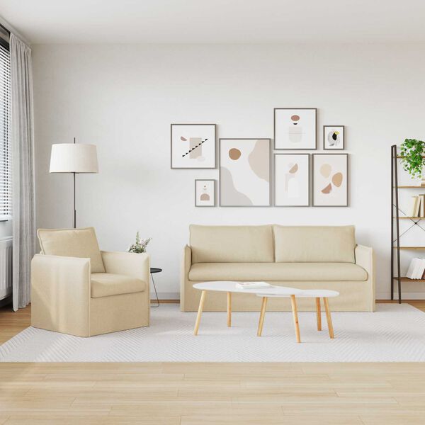 vidaXL Set sofe 2 pcs Krema 196 x 82 x 85 cm tkanina