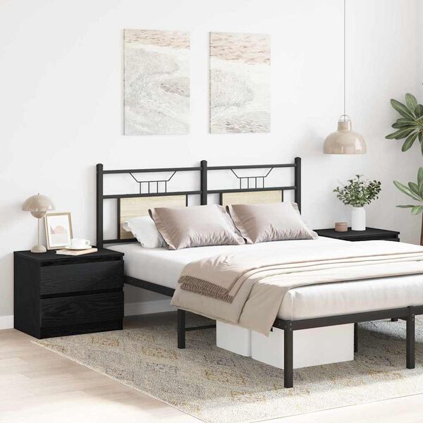 vidaXL Noćni ormar s ladicama 2 pcs Crni hrast 50 x 40 x 43,5 cm