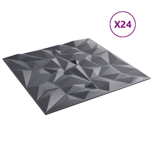 vidaXL Zidne panele 24 pcs Ametist siva 50 x 50 cm XPS pjena