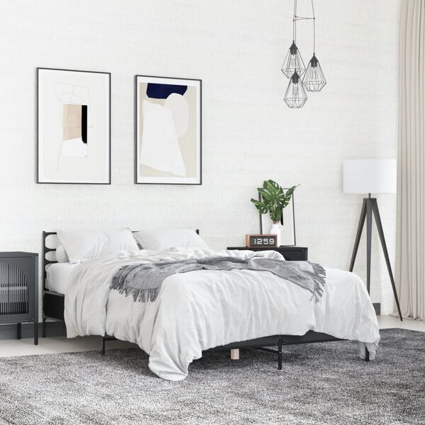 vidaXL Okvir za krevet crni 140x190 cm konstruirano drvo i metal