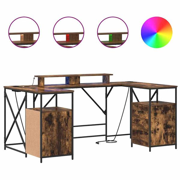 vidaXL Stol Dimljeni hrast 182 x 101 x 87,5 cm Konstruirano drvo