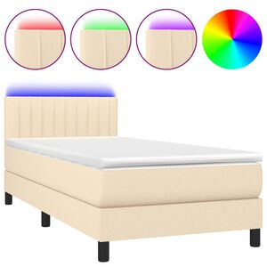 vidaXL Krevet box spring s madracem LED krem 80 x 200 cm od tkanine