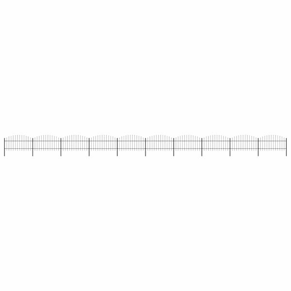 vidaXL Vrtna ograda s vrhom koplja Čelik 1781,5 x 125 cm Crna