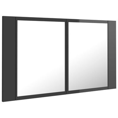 vidaXL LED kupaonski ormarić s ogledalom sjajni sivi 80x12x45 akrilni