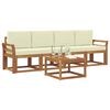 vidaXL Set vanjskih sofa 5 pcs Prirodna i krem Čvrsto drvo akacije