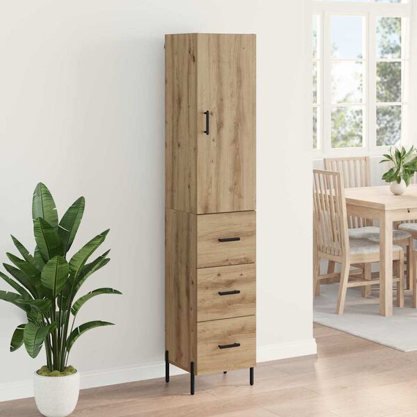 vidaXL Highboard Umjetnički hrast 34,5 x 34 x 180 cm Konstruirano drvo
