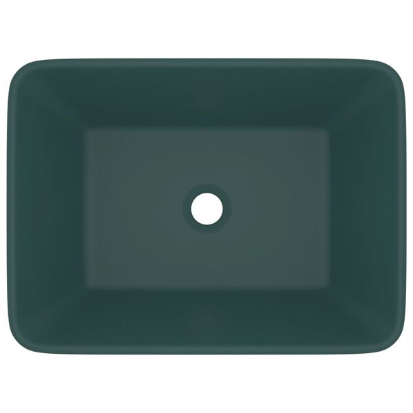 vidaXL Luksuzni umivaonik mat tamnozeleni 41 x 30 x 12 cm keramički