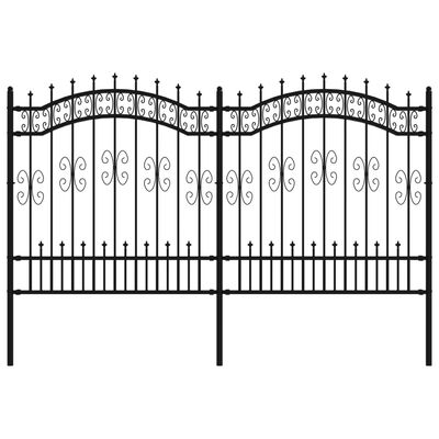 vidaXL Vrtna ograda sa šiljcima crna 165 cm od čelika obloženog prahom