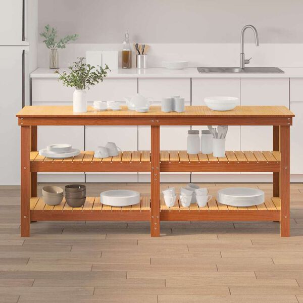 vidaXL Radni stol Vosak smeđa 181.5 x 50 x 80 cm Čvrsto borovo drvo