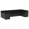 vidaXL 10-dijelni set vrtnih sofa s jastucima crni od poliratana