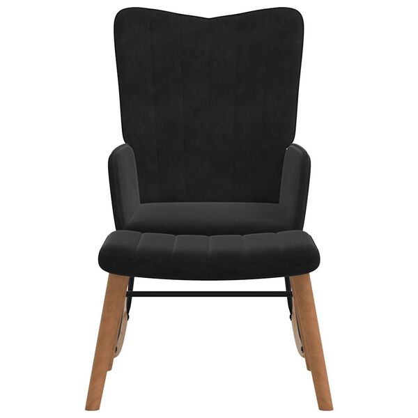 vidaXL Stolica za ljuljanje s osloncem za noge crna bar&scaron;unasta