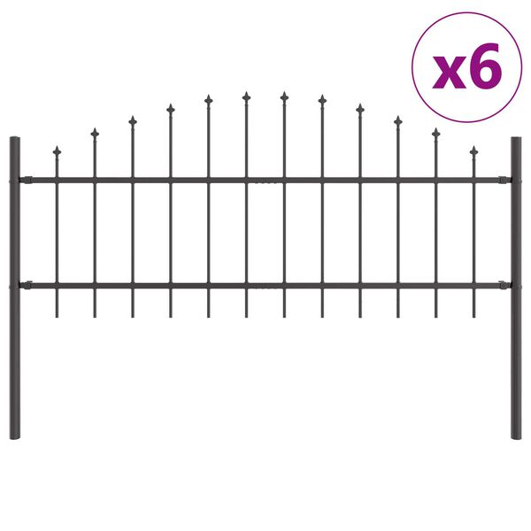 vidaXL Vrtna Ograda 6 pcs Siva 170 x 140 cm Čelik s prahom premazan