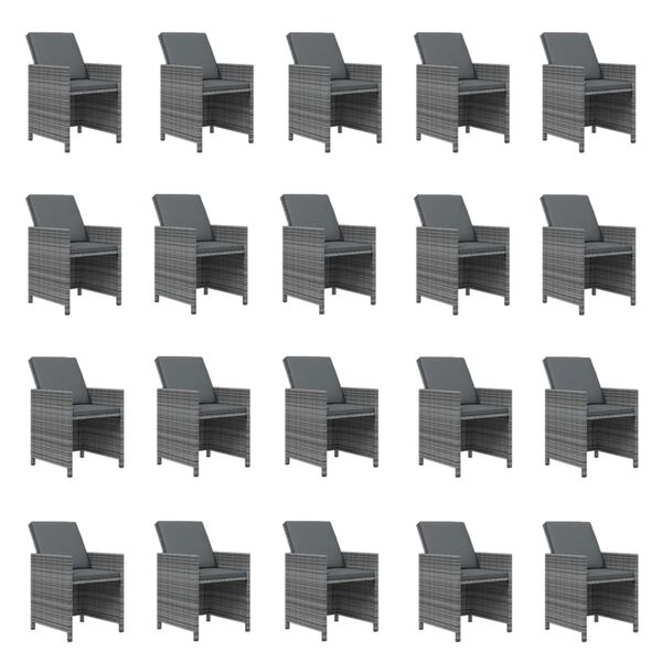 vidaXL 21-dijelni vrtni blagovaonski set s jastucima poliratan sivi