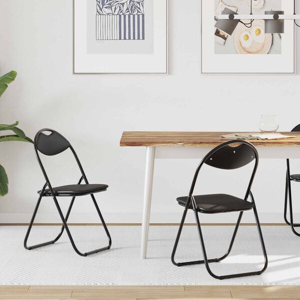 vidaXL Sklopiva stolica 2 pcs Crna 48 x 43,5 x 81 cm Lažna koža