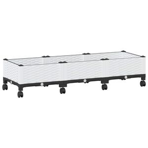 vidaXL Vrtni saksija s kotačima Bijela 120 x 40 x 33 cm PP