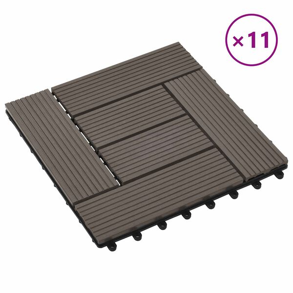 vidaXL Pločice za decking 11 pcs Tamno smeđa 30 x 30 cm