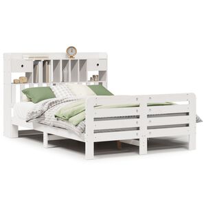 vidaXL Krevet s regalom z knjige bez madraca bijeli 150x200cm borovina