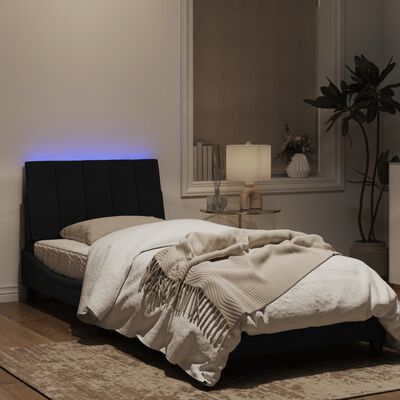 vidaXL Okvir kreveta s LED svjetlima crni 90 x 200 cm baršunasti