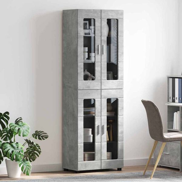 vidaXL Highboard s policom FLORIN Betonski sivi 60 x 35 x 182 cm