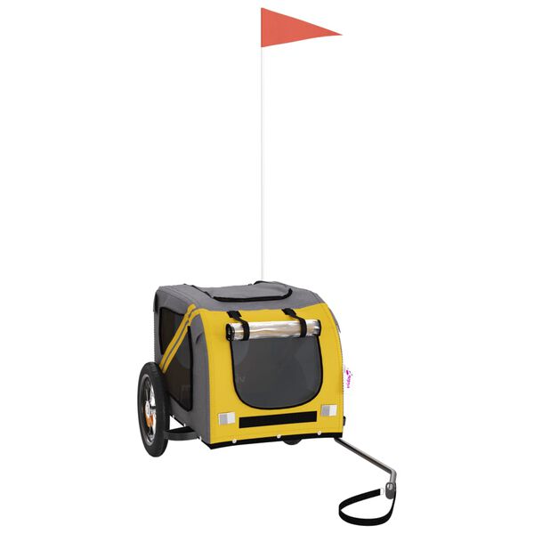 vidaXL Prikolica za bicikl za ljubimce žuto-siva od tkanine i željeza