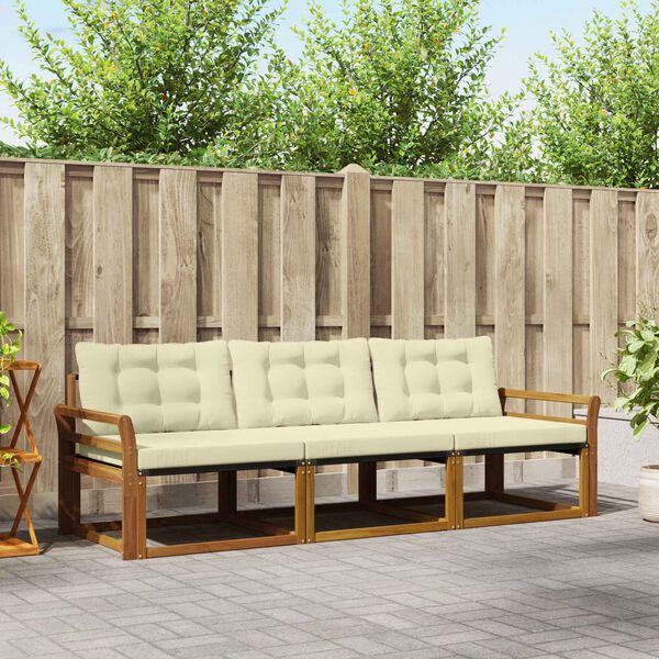 vidaXL Set vanjskih sofa s jastukom 3 pcs Prirodna i krem