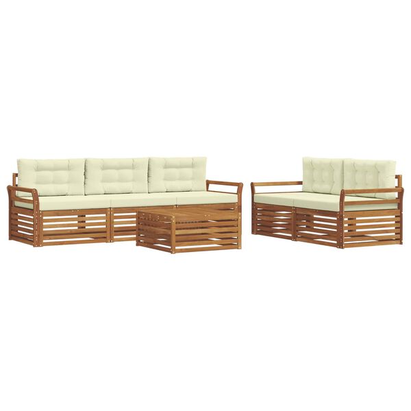 vidaXL Set vanjskih sofa s jastukom 6 pcs Prirodna i krem