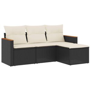 vidaXL 4-dijelni set vrtnih sofa od poliratana s jastucima crni