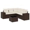 vidaXL 6-dijelni set vrtnih sofa od poliratana s jastucima smeđi
