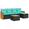 vidaXL 6-dijelni set vrtnih sofa s jastucima crni od poliratana
