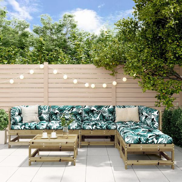 vidaXL 7-dijelna vrtna garnitura od impregnirane borovine s jastucima